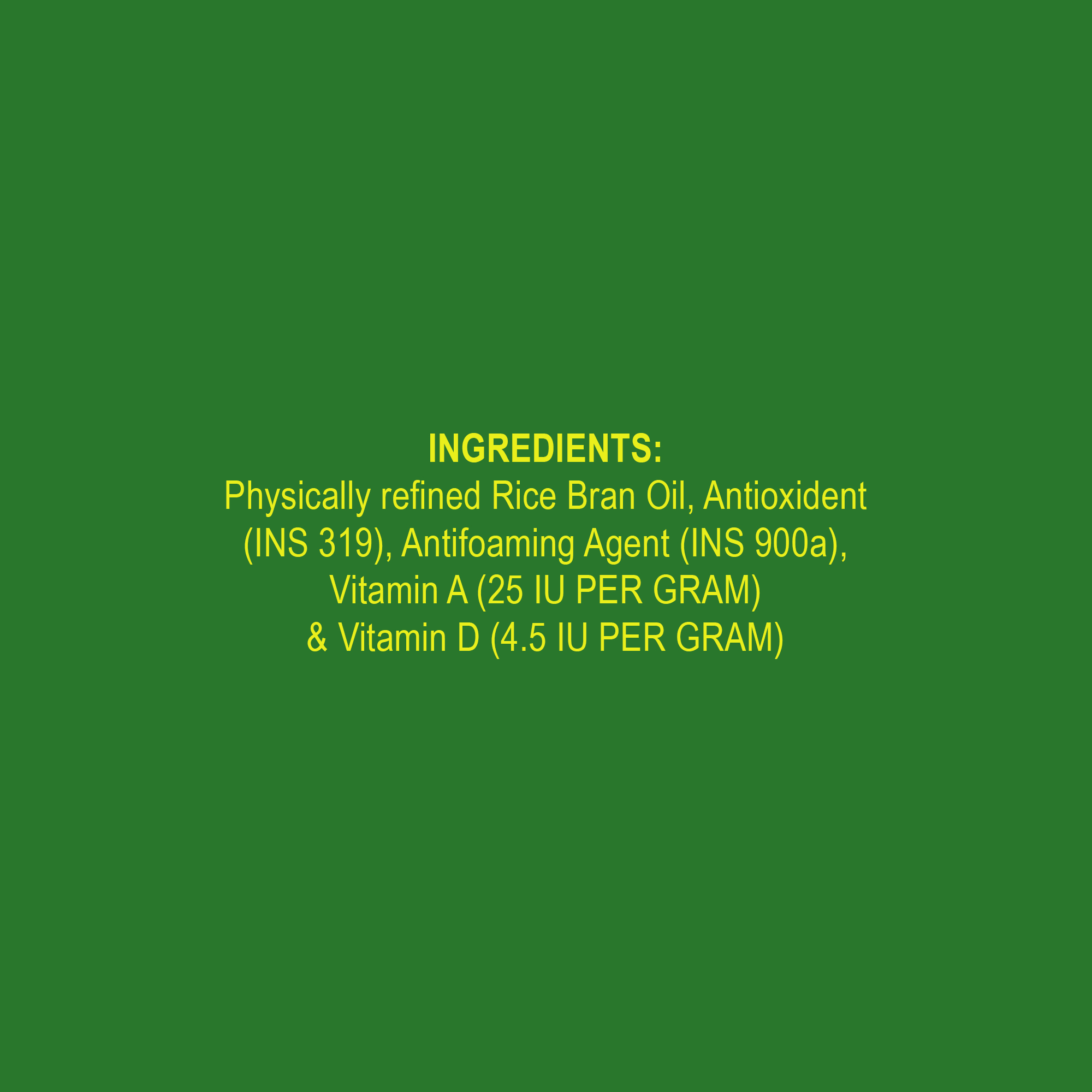 Nature Pure Rice Bran Oil ingredients